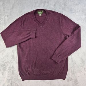 Eddie Bauer Sweater Men's Large Tall Burgundy Cotton Cashmere Blend Pullover‎